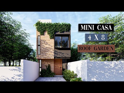 HOUSE 4 X 8 METERS | MODERN MINI HOUSE | 2 BEDROOMS | ROOF GARDEN