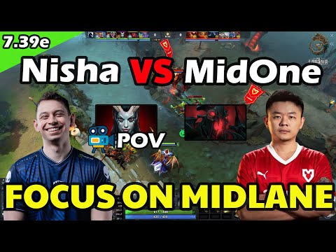 Nisha Queen of Pain VS MidOne Shadow Fiend | Focus on Midlane | 7.39e