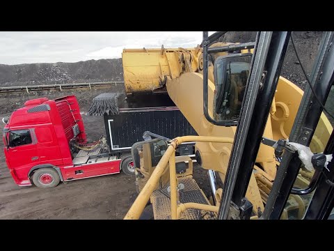 Caterpillar 990 Wheel Loader Loading Lorries With Coal - Operator View - S.G.M Melidis