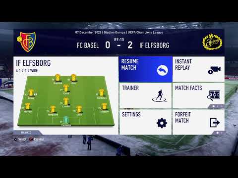 IF Elfsborg 2022-2023 S:5 UEFA Champions League Group Play Match 6 @ FC Basel (1-2-2)