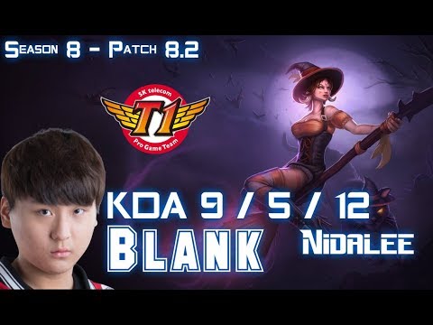 SKT T1 Blank NIDALEE vs UDYR Jungle - Patch 8.2 KR Ranked