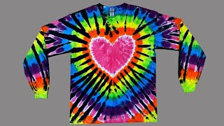 Tie Dye - Rainbow Heart Long Sleeve Shirt with Black Highlights - Tutorial