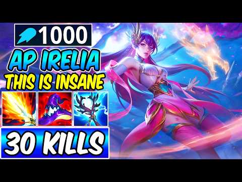 *30 KILLS* INSANE BURST 1000 AP IRELIA MID S+ | New Build & Runes | League of Legends