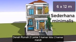 Desain rumah minimalis 2 lantai 6x12 3 kamar tidur TH Clip