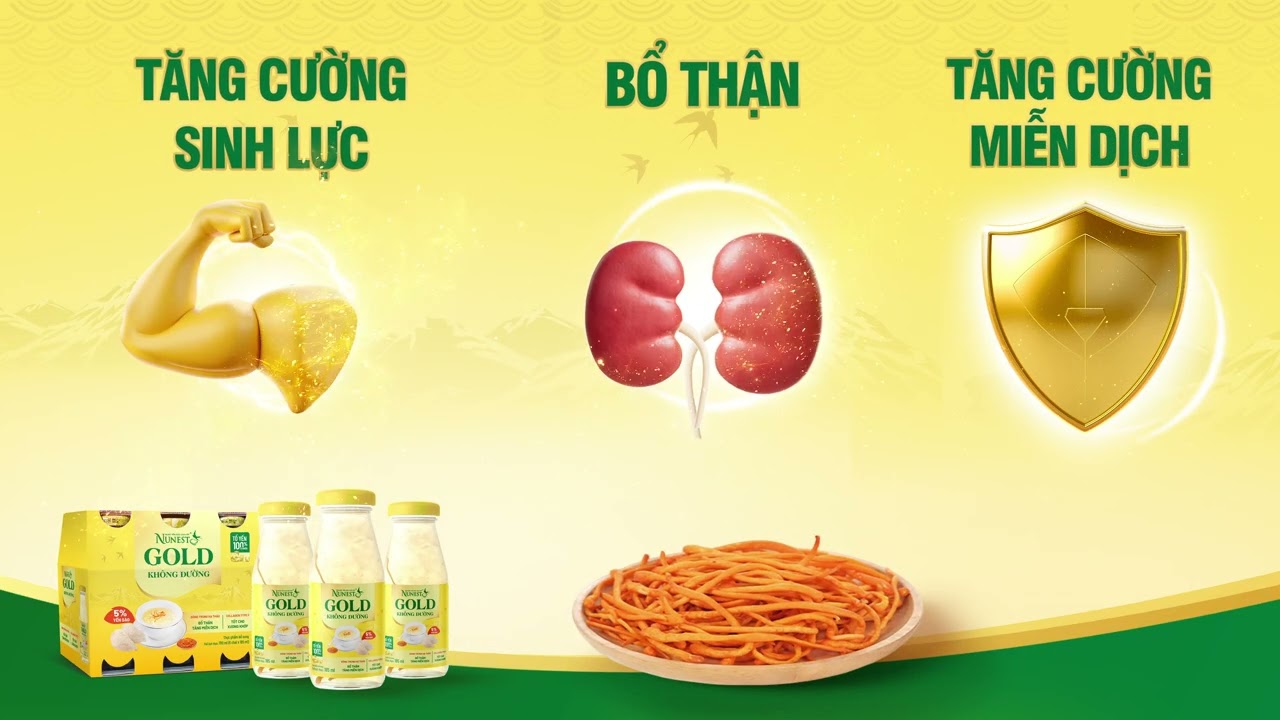 Nước Yến Sào Cao Cấp Nunest Gold Không Đường Hỗ Trợ Sức Khỏe Tim Mạch (Chai 185ml)