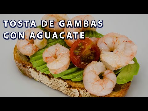 Receta de tosta de gambas de Compesca y aguacate