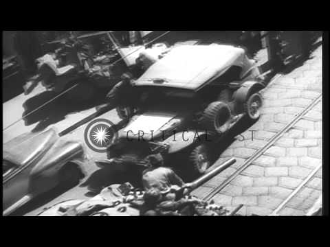 People look as US troops move past them after the death of Mussolini in Milan, It...HD Stock Footage