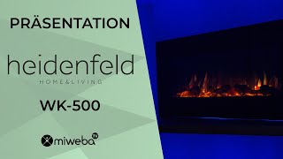 Elektrokamin Heidenfeld WK-500 | Elektroheizung | Wandmontage 3D Flammen-Optik I Bluetooth | 2023 ♨️