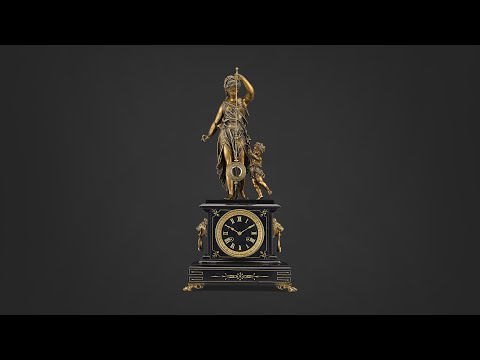 19th Century French Black Marble and Bronze Mystery Clock by M.S. Rau