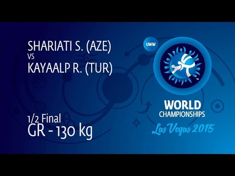 1/2 GR - 130 kg: R. KAYAALP (TUR) df. S. SHARIATI (AZE), 6-0