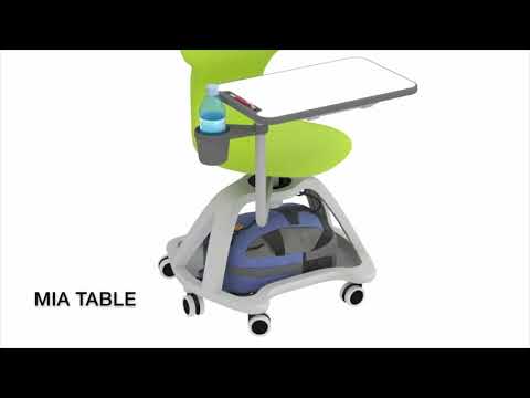 Sedia Mia Table su Ruote con Porta Zaino Mis. 7 Verde Salvia Per Ambienti Scolastici Innovativi