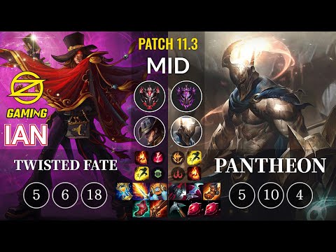 OZ Ian Twisted Fate vs Pantheon Mid - KR Patch 11.3