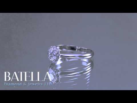 Halo Setting 0.40 Ct E SI1 EX Cut Round Diamonds Engagement Ring 14k White Gold / RD-00523