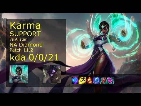 Karma Support & Aphelios vs Alistar & Tristana - NA Diamond 0/0/21 Patch 11.2 Gameplay