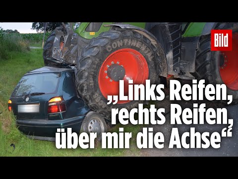 Leon wurde mit seinem VW von einem Traktor überrollt: Er überlebt wie durch ein Wunder!