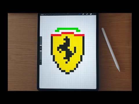 How to  draw pixel Ferrari logo - Pixel draw art | Piksellerle ferrari logosu nasıl çizilir?