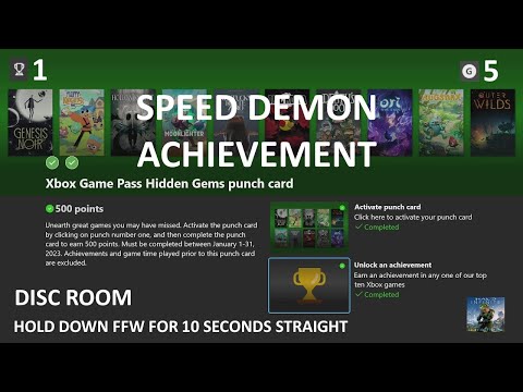 Xbox Game Pass Hidden Gems Punch Card SPEED DEMON Achievement