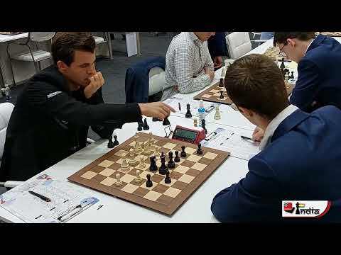 Team player Magnus Carlsen makes a rare draw offer against Jergus Pechac | Norway vs Slovakia