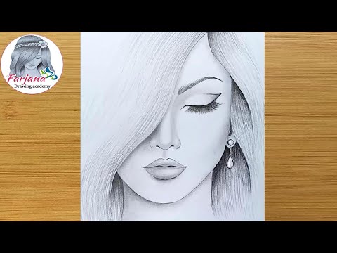 pencil drawing of a woman step by step by farjana drawing academy