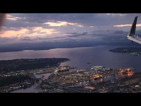 [4K] Beautiful evening approach over downtown Seattle and landing at Sea-Tac.