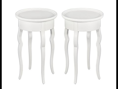 CE-3406 Pair of White Lacquered Mahogany Drink Tables by Baker Furniture
