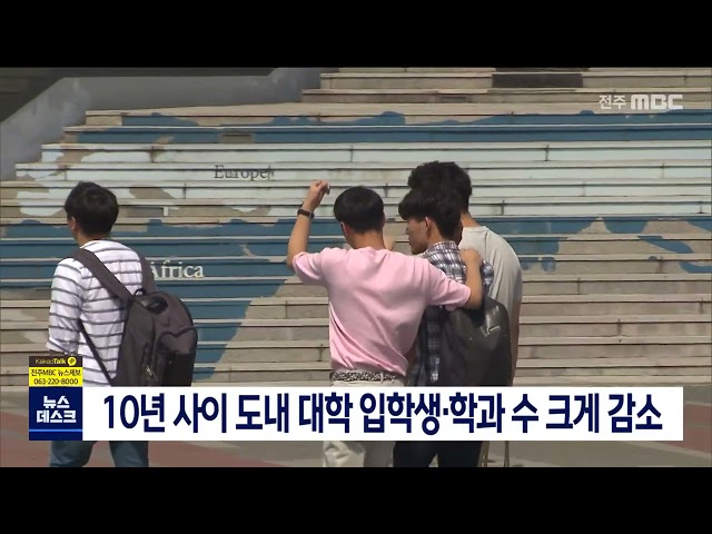 10년 사이 도내 대학 입학생.학과 수 크게 감소