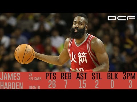 James Harden scores 26 PTS and 15 AST vs Pelicans! 10/9/16