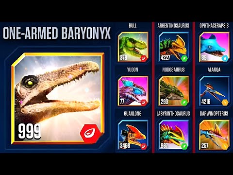 UPGRADE-ONE ARMED BARYONYX LEVEL 999 | JURASSIC WORLD THE GAME