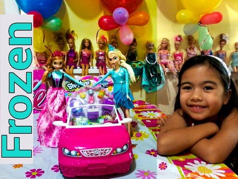Frozen Elsa Anna New Dress Shopkins Season 2 Ultra Rare Minnie Minty Barbie Convertible Car Video