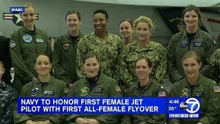 Navy honor 1st female fighter pilot with historic all female flyover during funeral