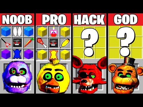 Minecraft Battle: FNAF CRAFTING CHALLENGE - NOOB vs PRO vs HACKER vs GOD in Minecraft Animation