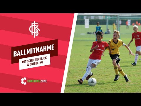 Fussballtraining: Ballmitnahme | Mit Schulterblick und Passspiel