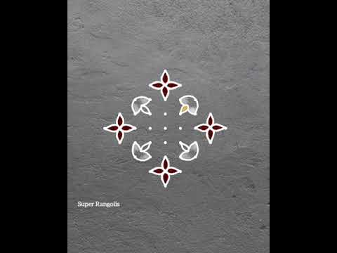 beautiful rangoli with 9 dots.. deepam Rangoli designs.. chukkala muggulu..