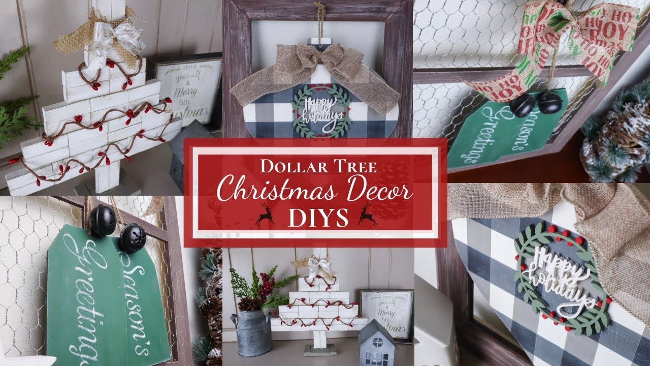 DIY DOLLAR TREE CHRISTMAS CRAFTS | FARMHOUSE CHRISTMAS DECOR | 3 PROJECTS