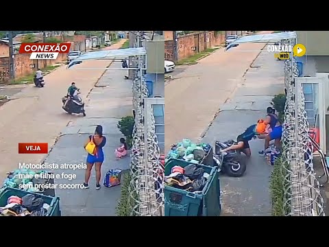 Vídeo:Motociclista atropela mãe e filha e foge sem prestar socorro.