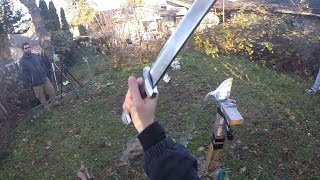 First test cutting with the Albion Berserkr (single-edged "Viking sword")