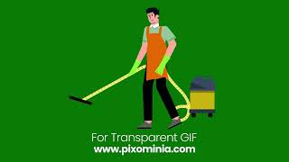 Cleaning Boy Animation | Chroma video | Green Screen Animation | Green Screen | Transparent Gif