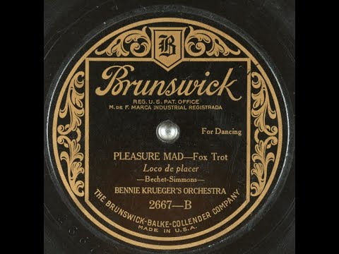 Bennie Krueger's Orchestra "Pleasure Mad" on Brunswick 2667 (July 24, 1924) song by Sidney Bechet