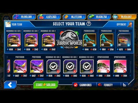 INDOMINUS REX GEN 2 FULL LEVEL 40 vs ALL DINOSAURS - JURASSIC WORLD THE GAME
