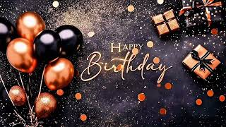 Gold and Black birthday theme with balloons and confetti background | HBD 🎂 