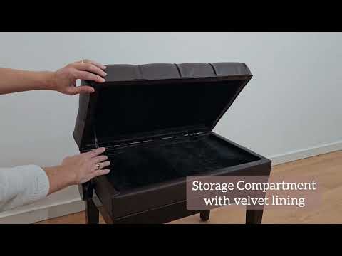 MINUET 1C PM by Benchworld - Padded Single Adjustable Piano Bench with Storage in Polished Mahogany