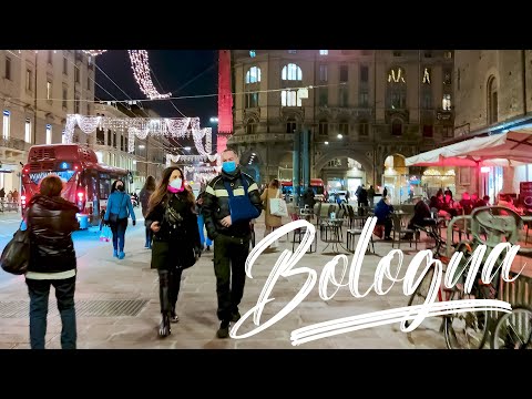EVENING HOLIDAY BOLOGNA. Italy -4k Walking Tour around the City - Travel Guide. trends, moda #Italy