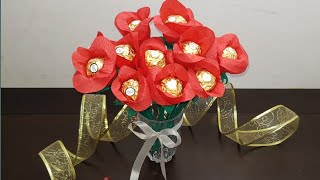 DIY valentine's day crafts /Decoration idea | DIY chocolate bouquet | easy paper rose flower bouquet