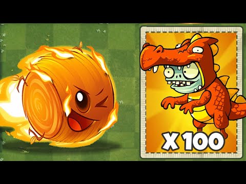 Every FIRE & Other Plants 1 Plant Food Vs 50 Imp Dragon Zombie - PvZ 2 Challenge