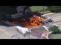 Tanker Truck Hauling 5 000 Gallons Of Fuel Catches Fire In North Texas