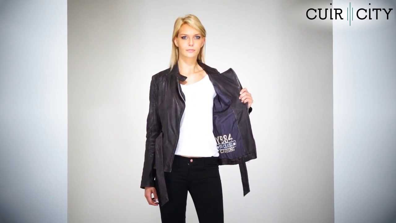 Veste Cuir Vieilli Femme, Coupe Mi Longue Oakwood: Lisbeth Marron