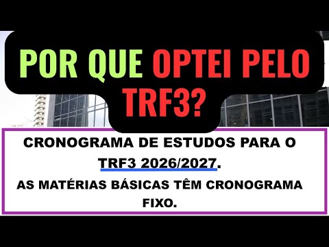 I opted for the TRF3 (Regional Federal Court of the 3rd Region) exam in 2026/2027. TRF3 Judicial ...