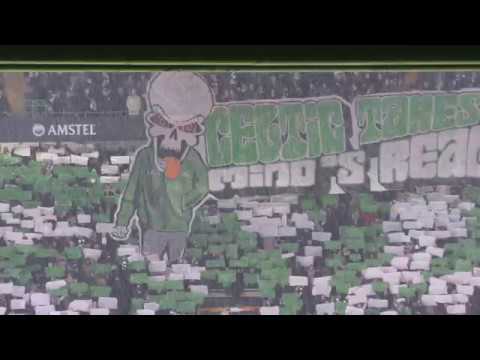 Celtic 2 - RB Leipzig 1 - Green Brigade Tifo - "Celtic Takes the Mind's Reality" - 8 November 2018