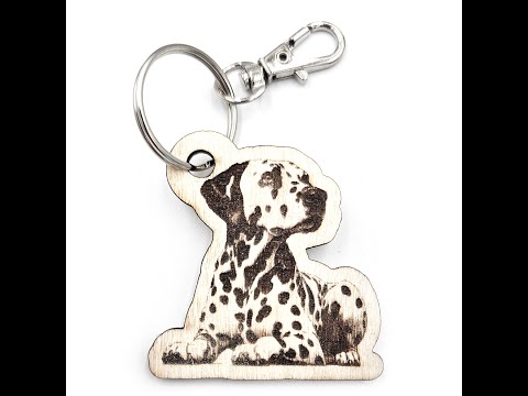 Dalmatian Shaped Wooden Keyring