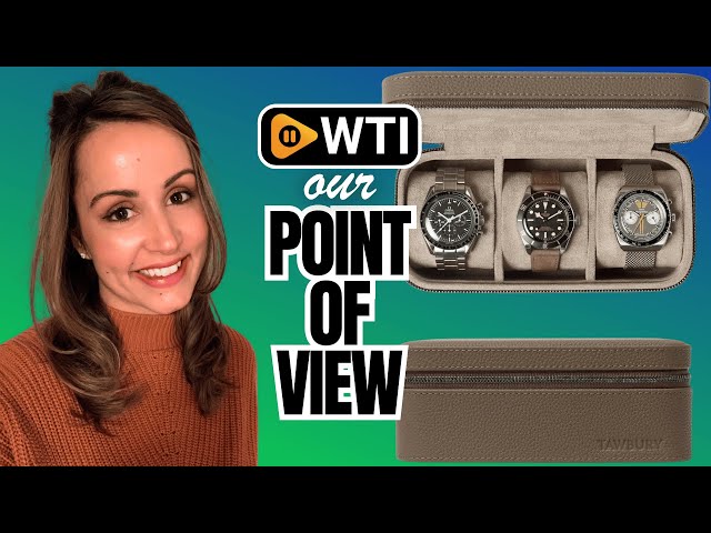Vídeo relacionado con Caja de reloj TAWBURY - Caja de reloj de cuero genuino de grano superior de 6 ranuras para hombres y mujeres con almohadillas extra anchas para relojes grandes - Almacenamiento portátil de relojes de